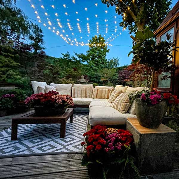 Sofa at outdoor with decoration